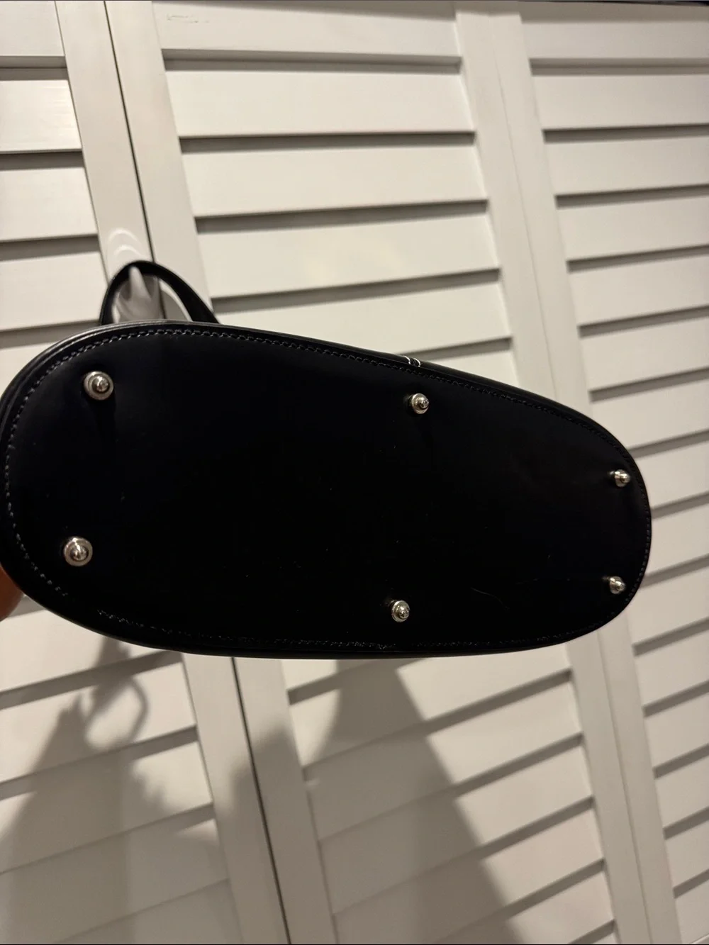 Dooney & Bourke Black Leather Shoulder Bag with Silver Hardware